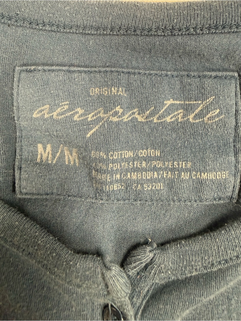 Aeropostale Women’s M blue  Henley 3/4 Sleeve Embroidered Y2K Top - Picture 7 of 8